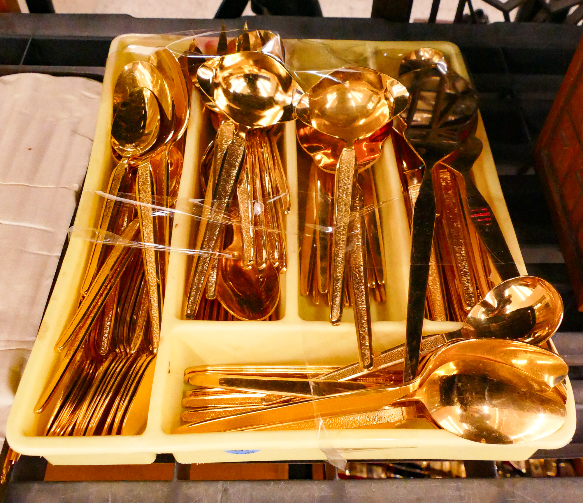 Set Midcentury Gold Tone Flatware