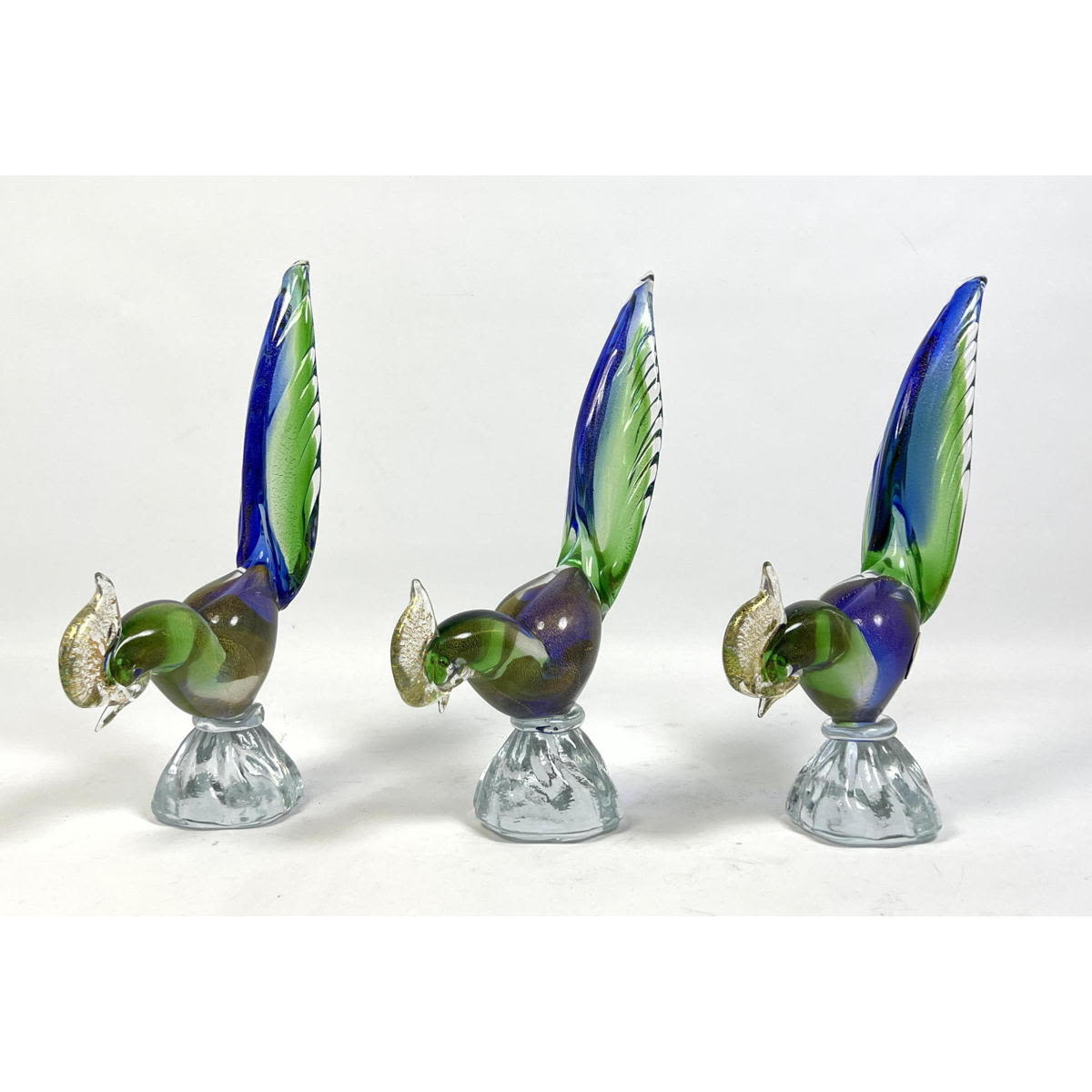 Set Murano Glass Bird Sculptures.