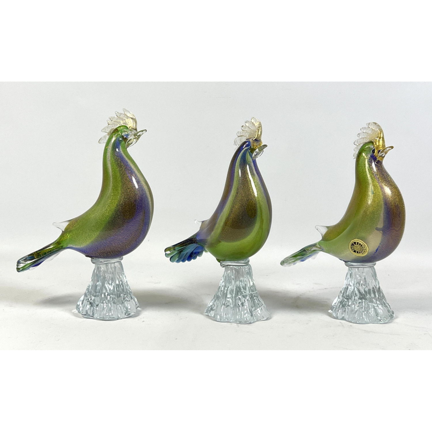 Set Murano Glass Bird Sculptures.