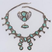 SET NAVAJO TURQUOISE SILVER JE