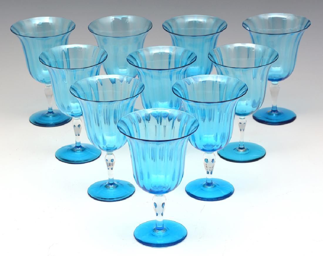 SET OF 10, 1950S MURANO TURQUOISE