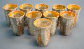 SET OF 10 FLAMBE ORANGE AND GR