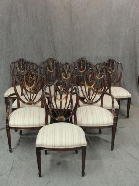 Set of 10 Mahogany Shield Back