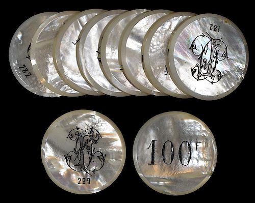 SET OF 10 ROUND MOTHER OF PEARL