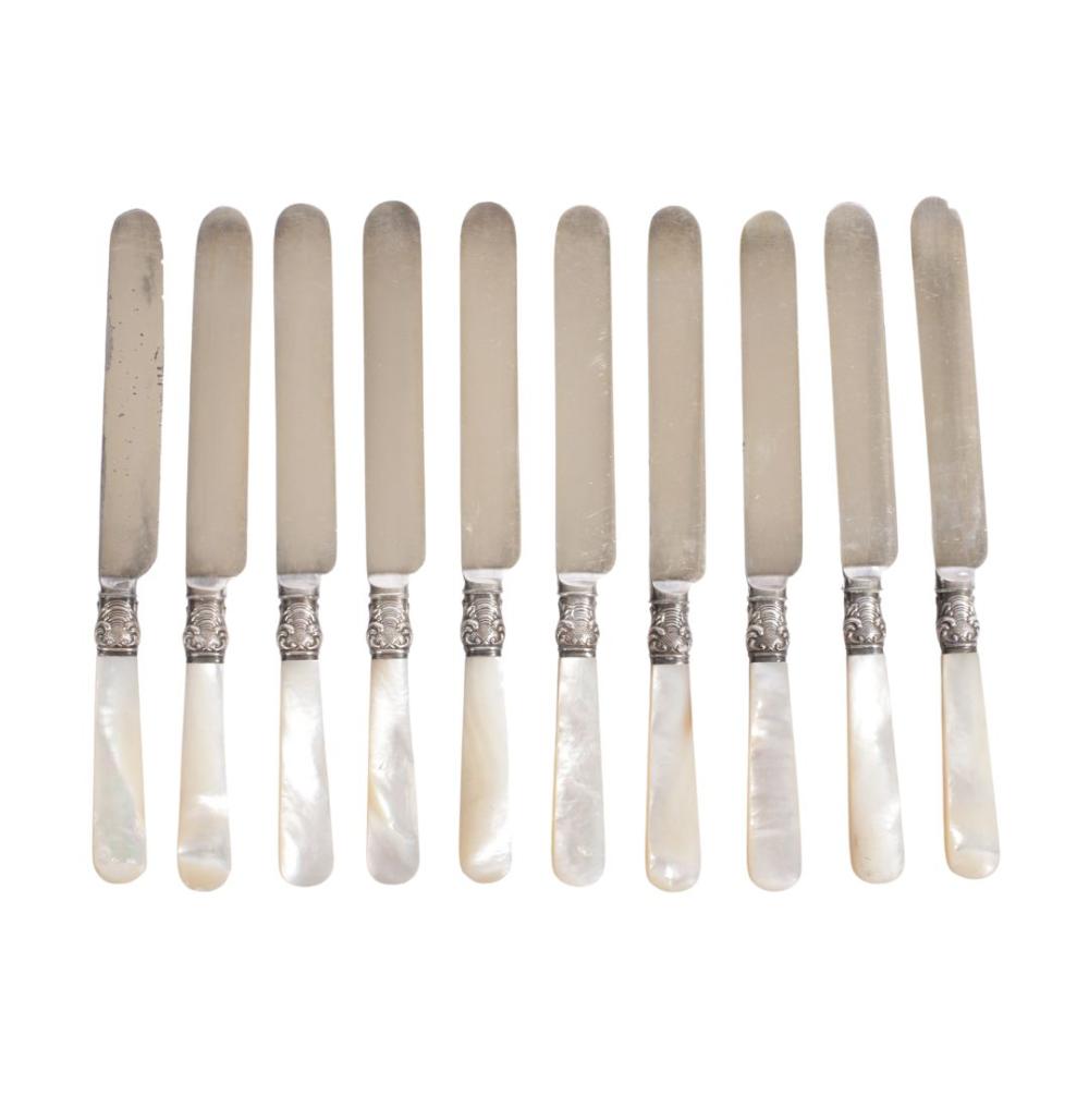 SET OF 10 SILVER TABLE KNIVES
