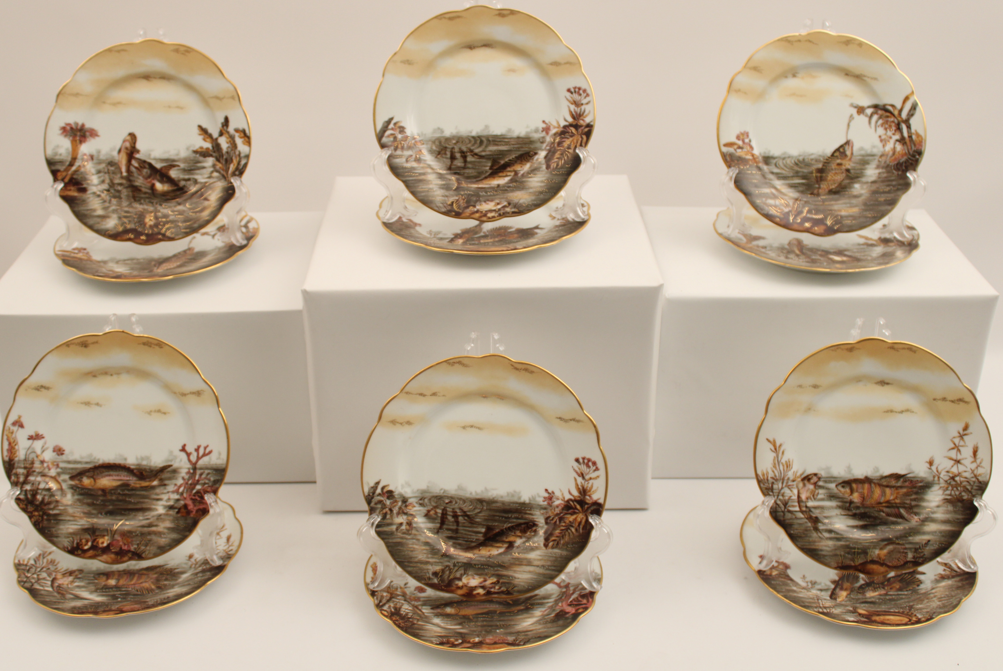 SET OF 12 AUSTRIAN HANDPAINTED FISH