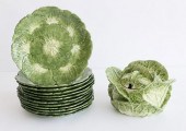 SET OF 12 CABBAGE LEAF CERAMIC