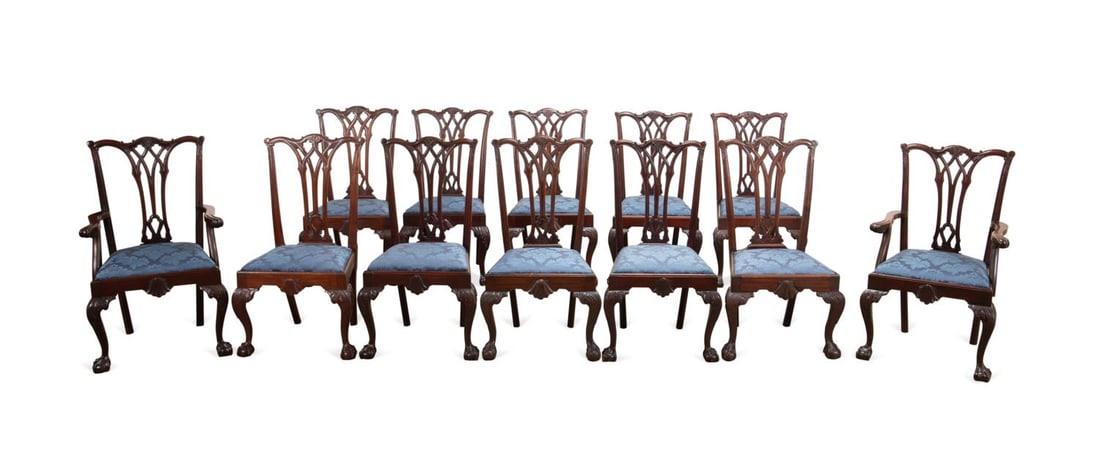 SET OF 12 CHIPPENDALE STYLE
