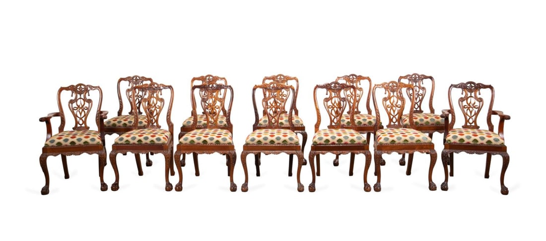 SET OF 12 CHIPPENDALE STYLE