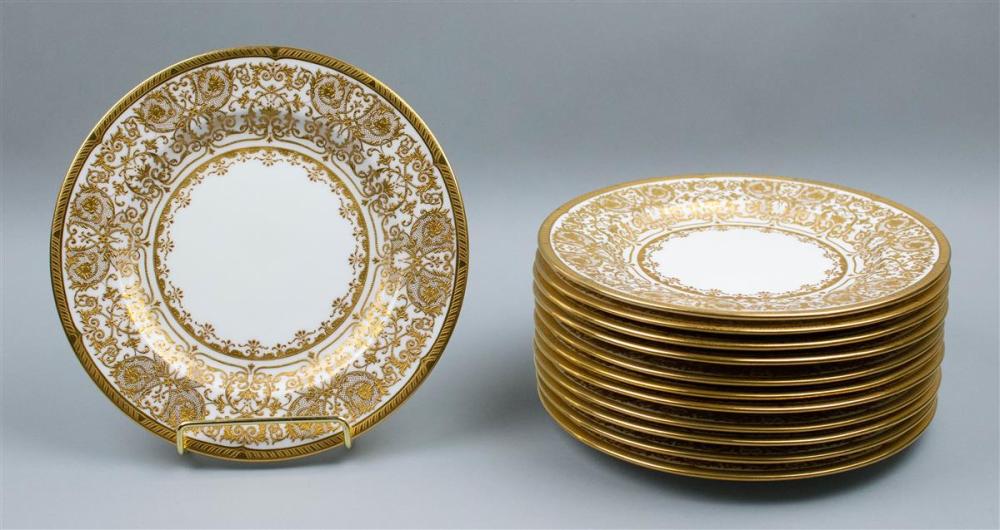 SET OF 12 COALPORT GILT-RIMMED