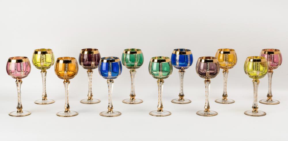 SET OF 12 COLORED GLASS