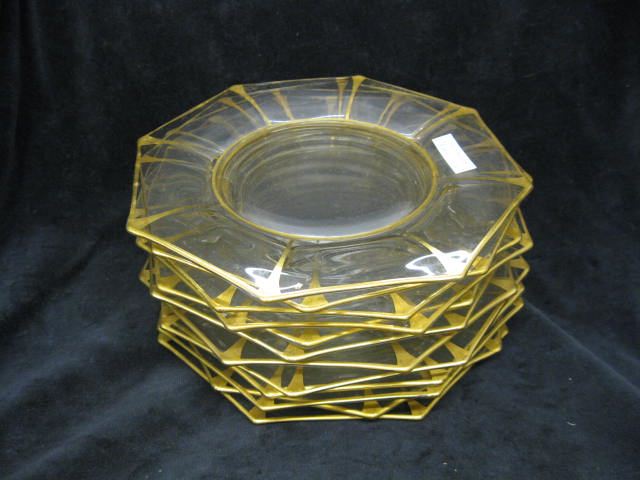 Set of 12 Crystal Salad Plates gold