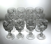 SET OF 12 CUT GLASS CLARET STE