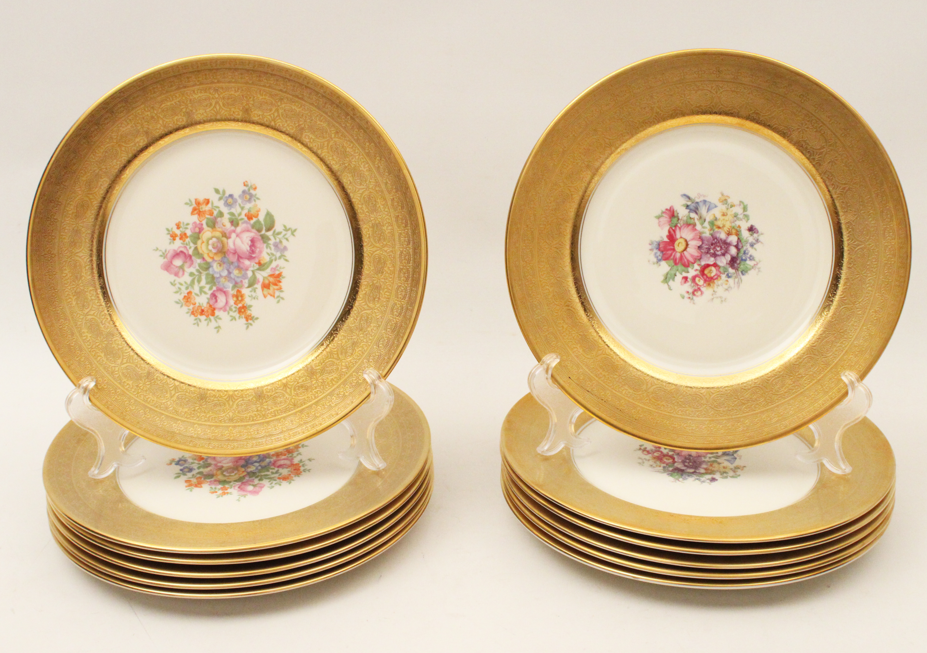 SET OF 12 ENCRUSTED GOLD BANDED