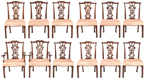 SET OF 12 ENGLISH CHIPPENDALE STYLE