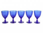 SET OF 12 ETCHED COBALT GLASS