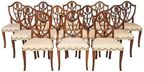 SET OF 12 FEDERAL STYLE SHIELD BACK