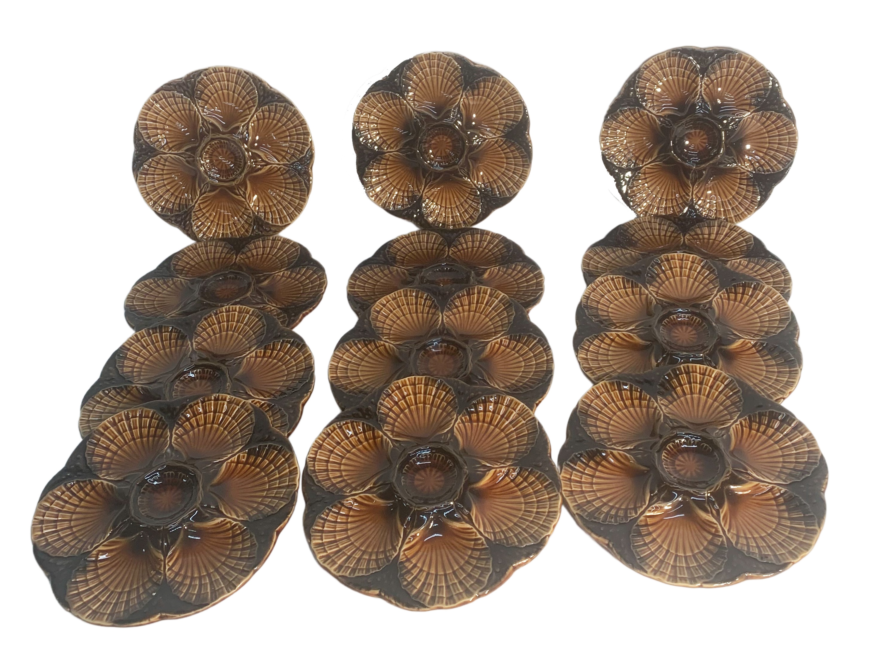 SET OF 12 FRENCH OYSTER PLATES
