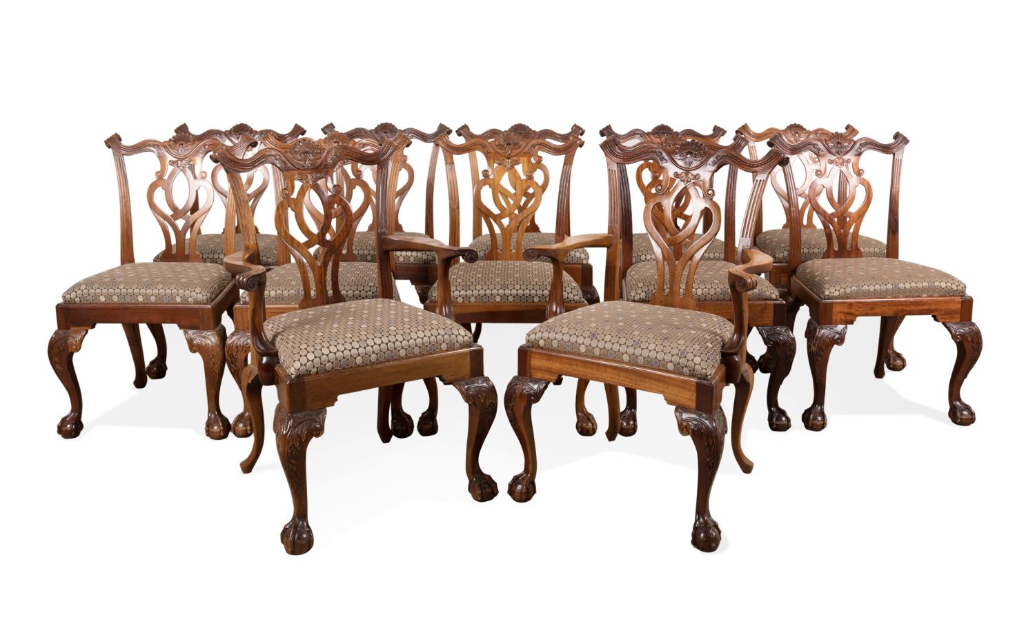 SET OF 12 GEORGE III STYLE MAHOGANY