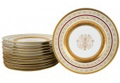 SET OF 12 GILT PORCELAIN DINNE