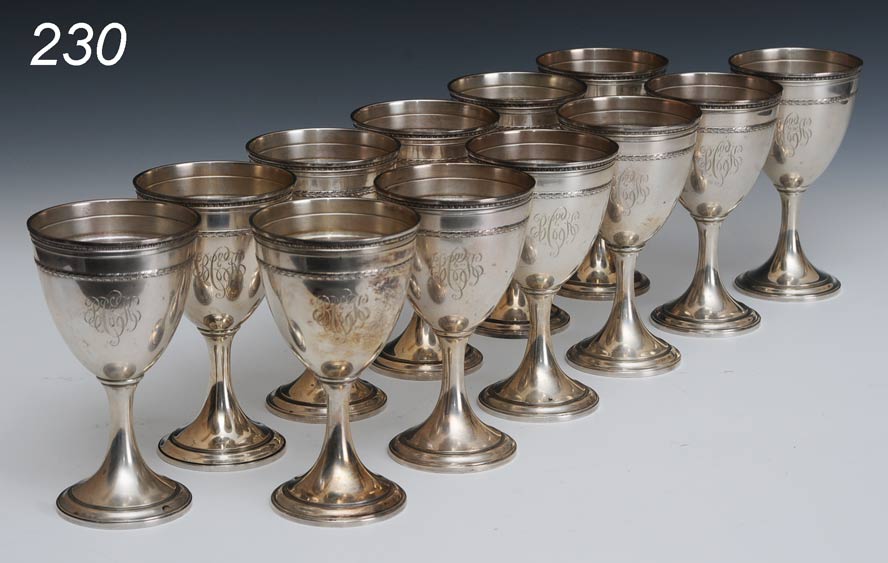 Set of 12 Gorham Sterling Goblets