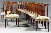 Set of 12 inlaid dining chairs