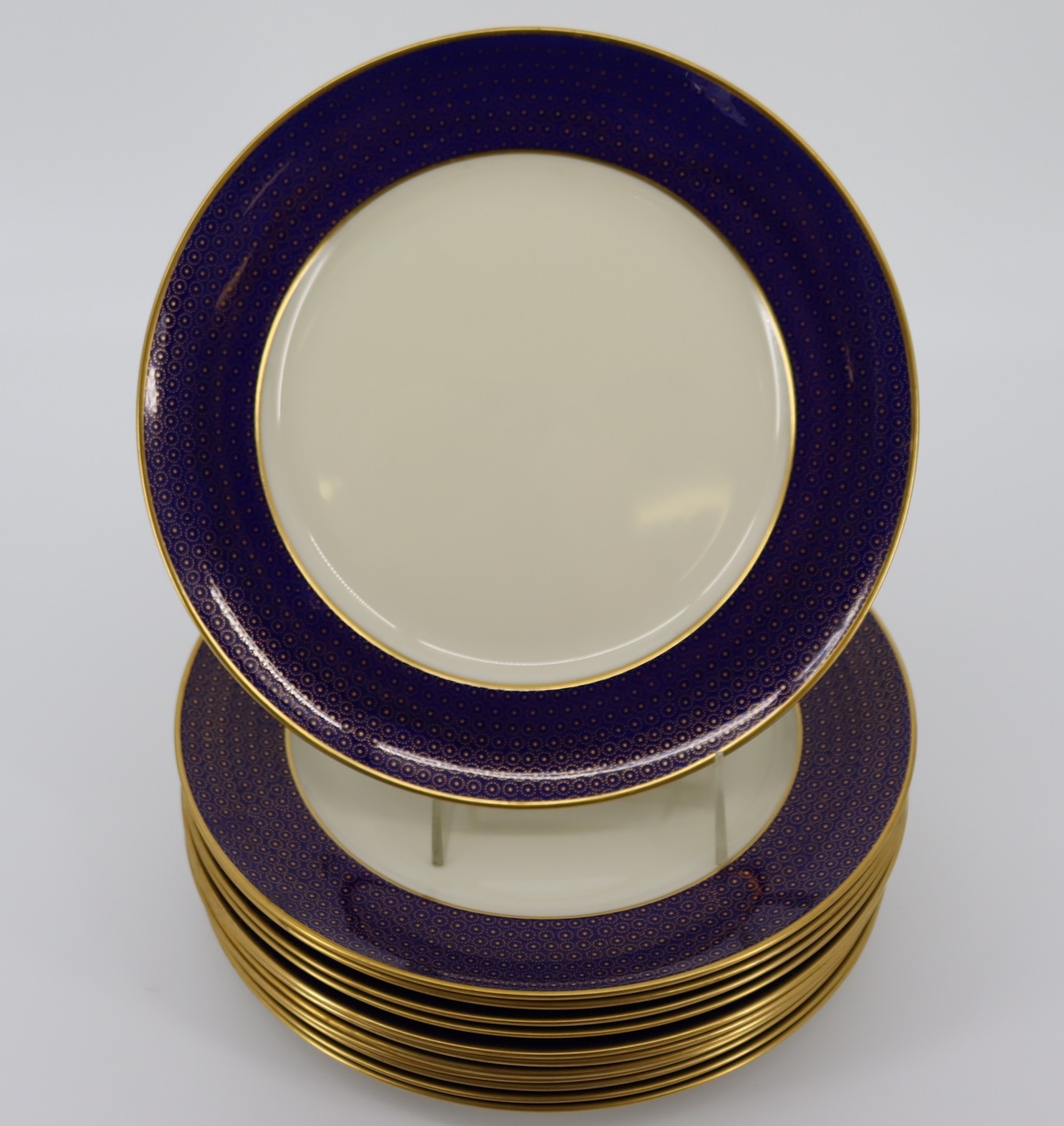 SET OF 12 LENOX COBALT & GILT