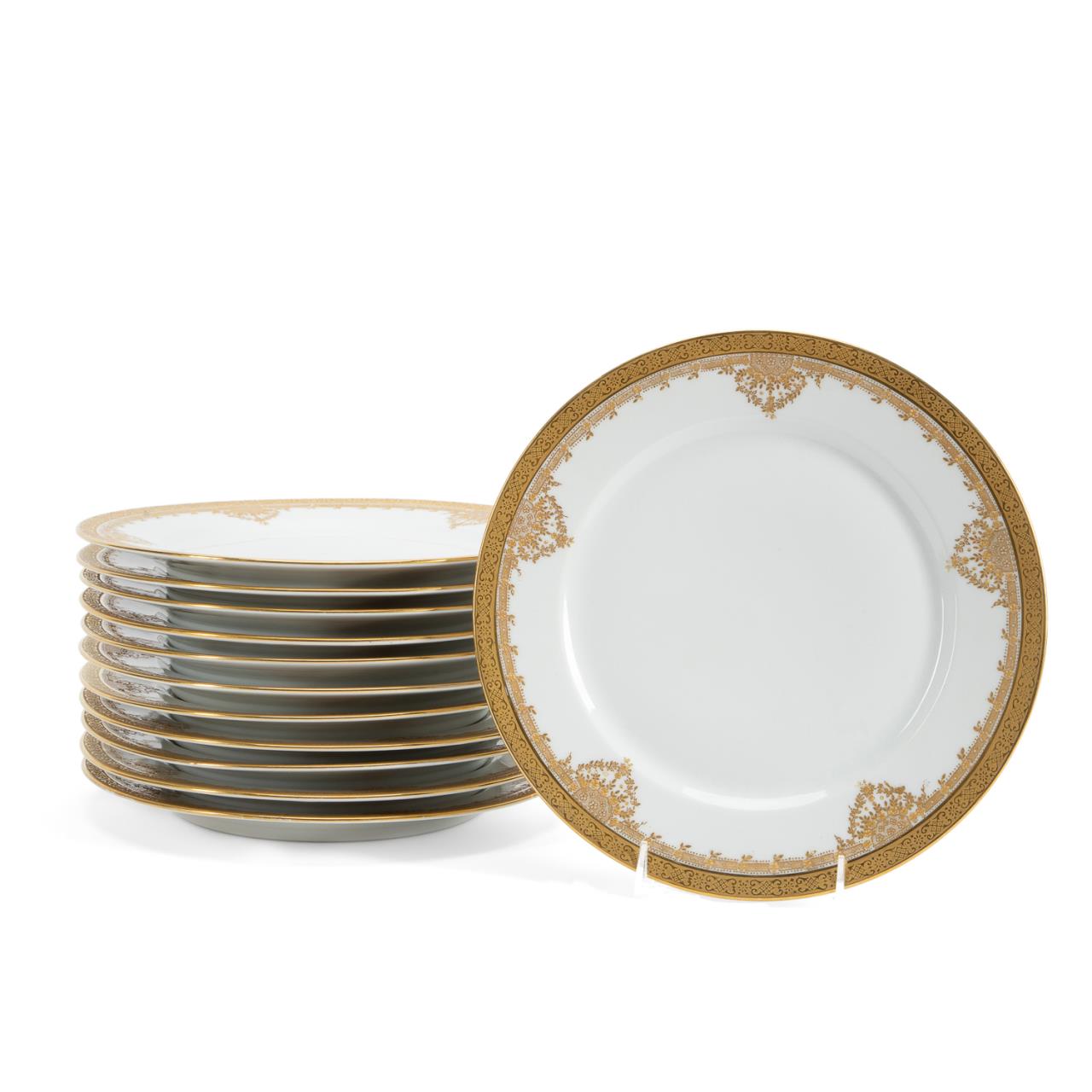 SET OF 12 LIMOGES GILT ENCRUSTED