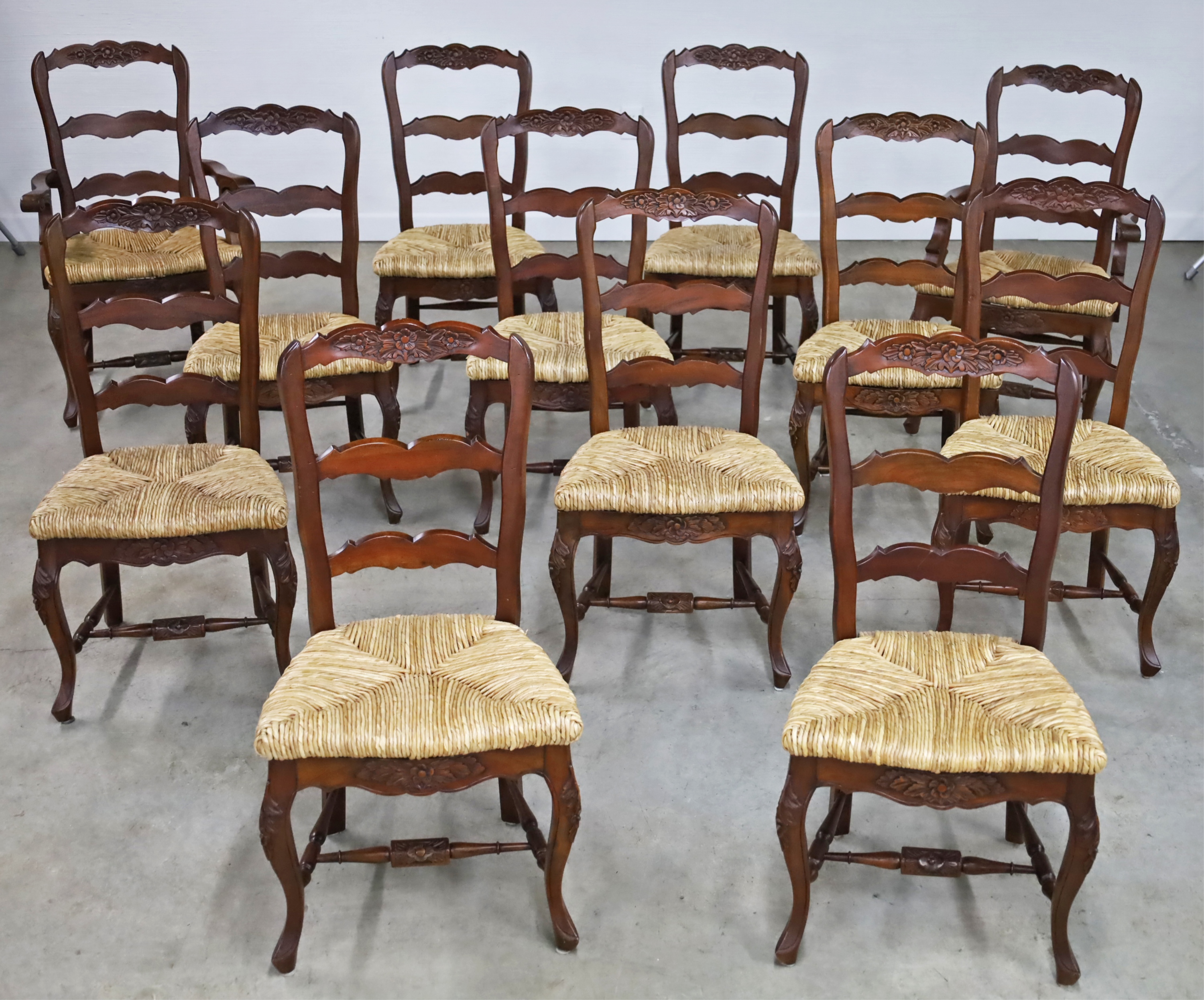 SET OF 12 LOUIS XV STYLE STAINED