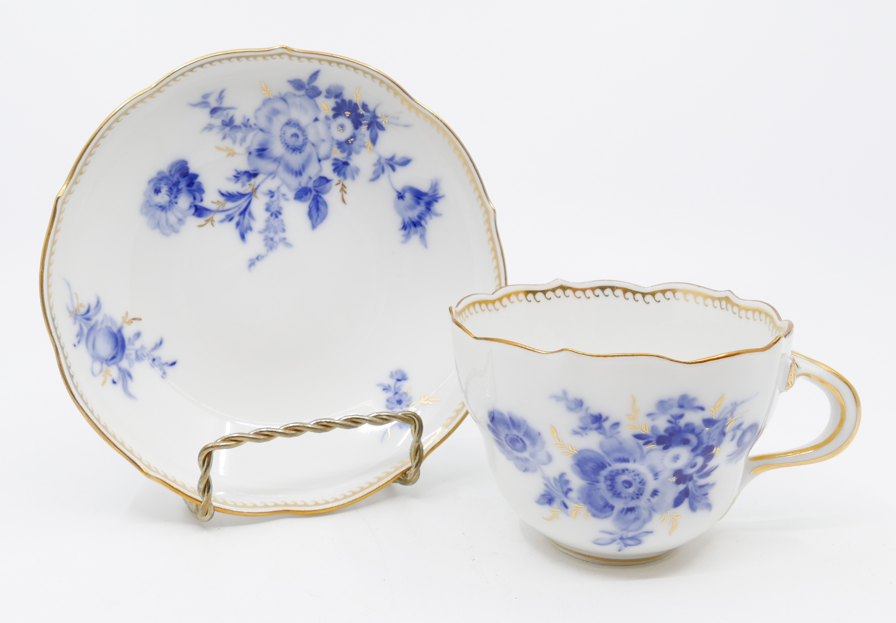 Set of 12 Meissen Blue Flowers