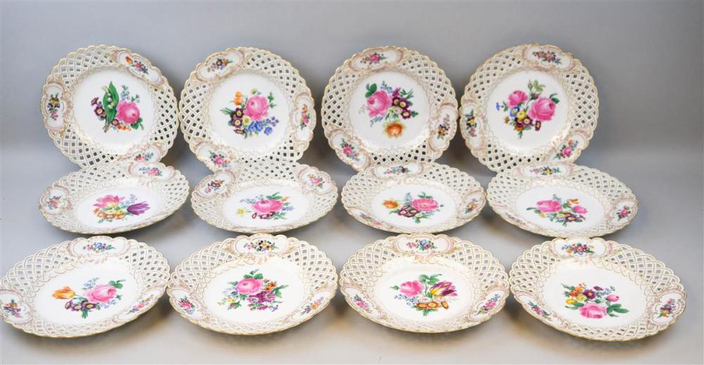 SET OF 12 MEISSEN RETICULATED
