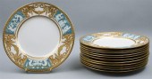 SET OF 12 MINTONS GILT AND PAT