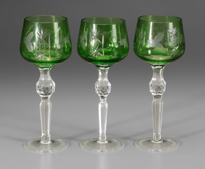 Set of 12 Moser intaglio-cut