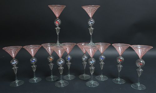 SET OF 12 MURANO MARTINI GLASSESSet
