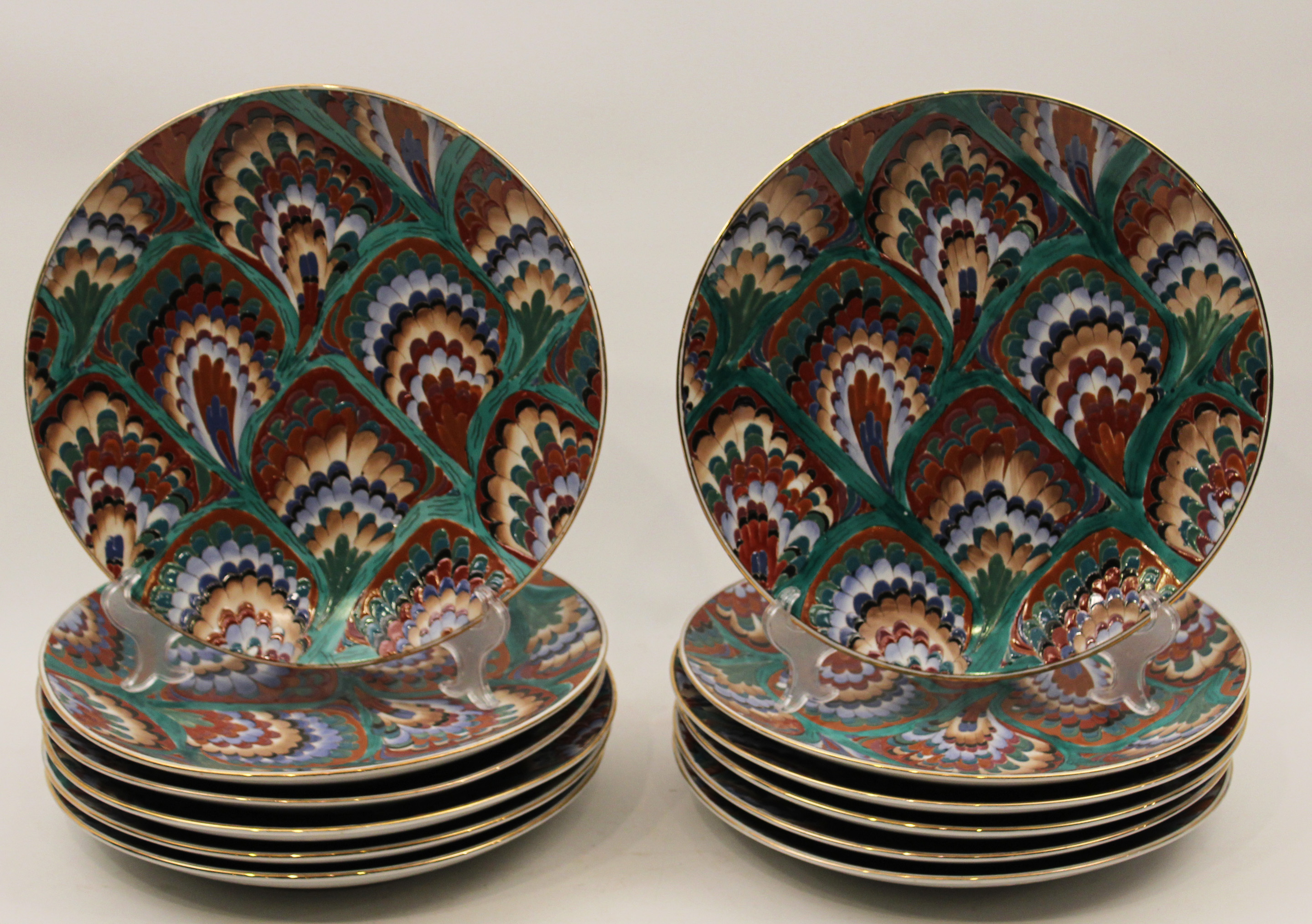 SET OF 12 PEACOCK DESIGN