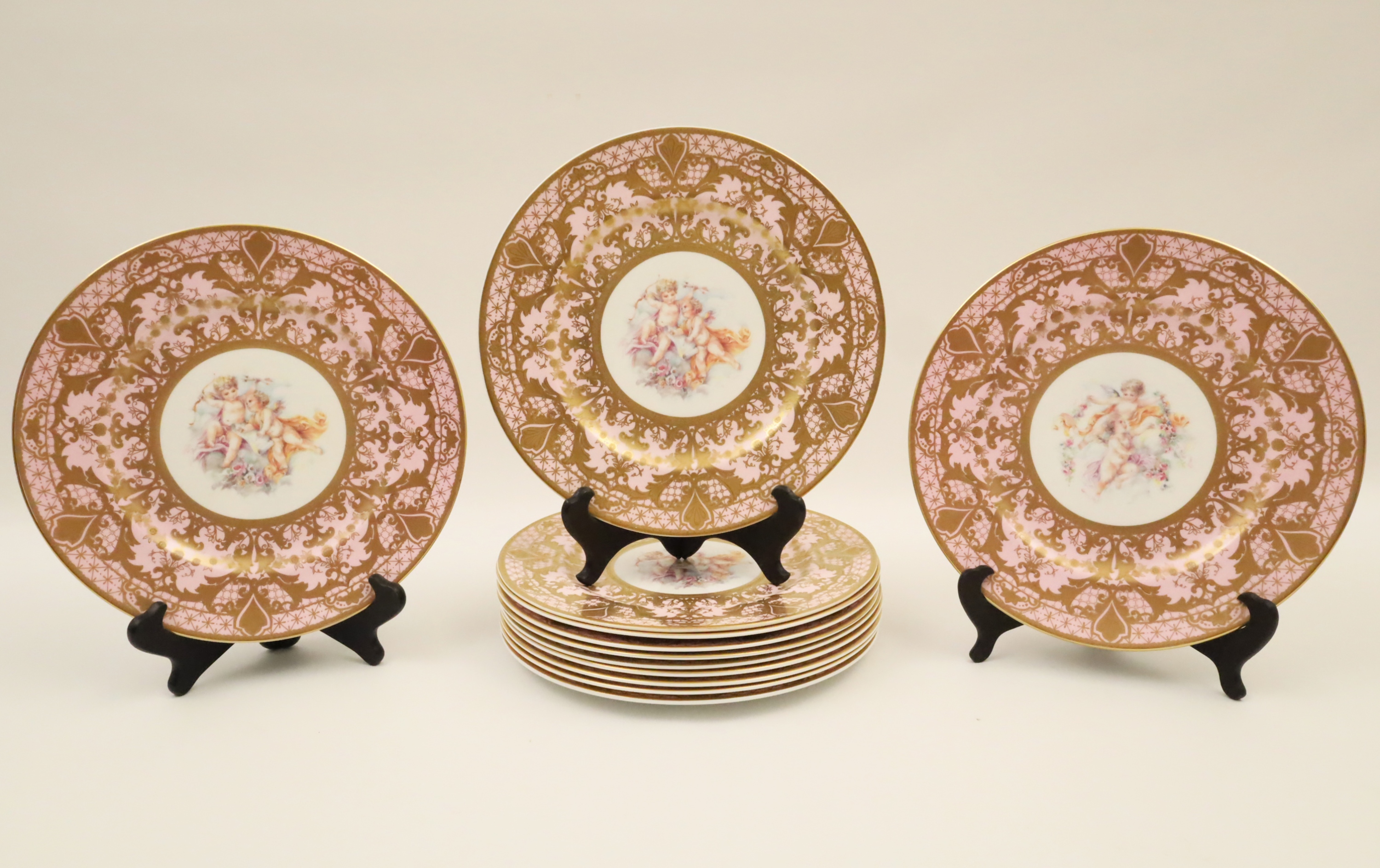 SET OF 12 PINK SEVRES STYLE