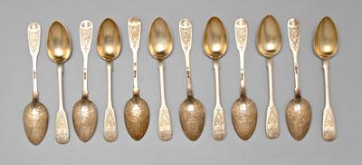 Set of 12 Russian gilt silver