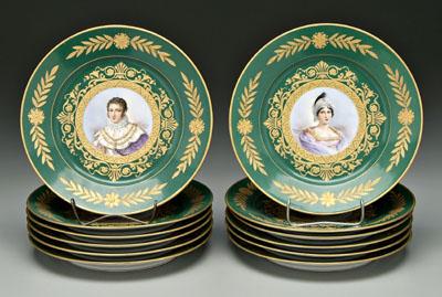 Set of 12 Sevres Napoleonic plates: