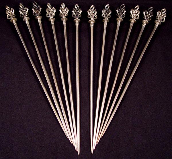 SET OF 12 SILVER TURKISH SHISH