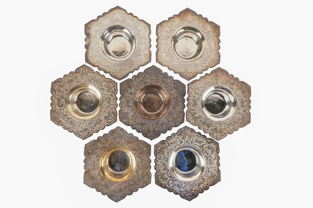 SET OF 12 SILVERED METAL CHINESE