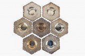 SET OF 12 SILVERED METAL CHINE