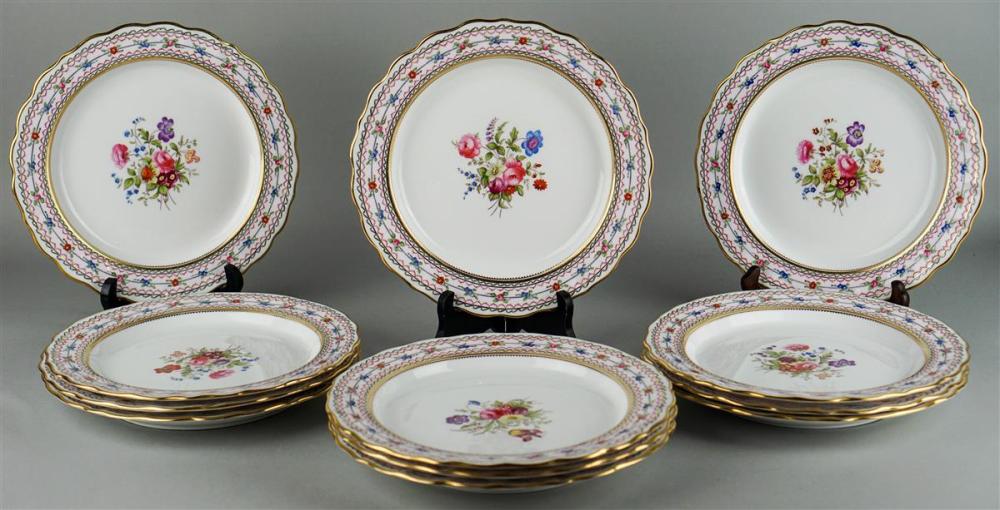 SET OF 12 SPODE DESSERT PLATES,