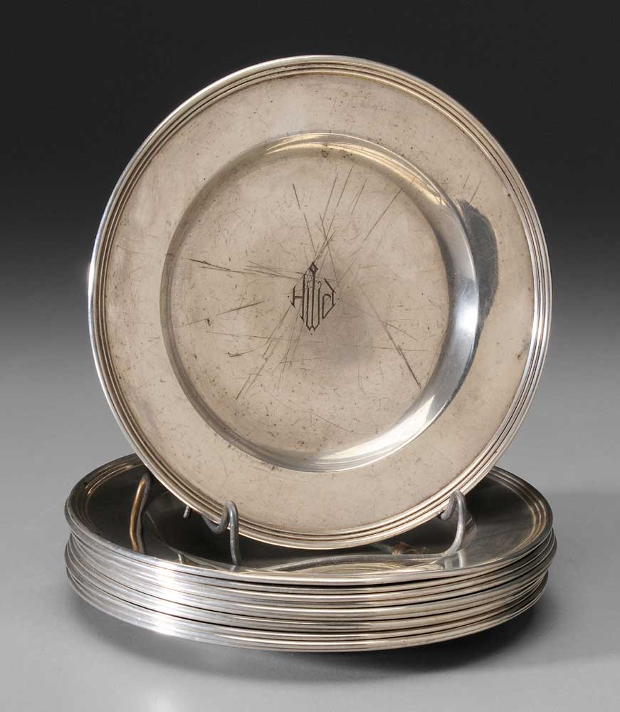 Set of 12 Sterling Plates American,