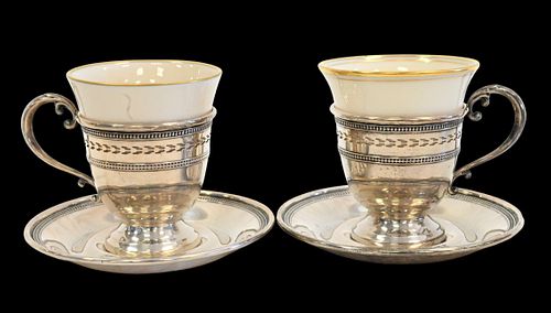 SET OF 12 STERLING SILVER AND LENOX