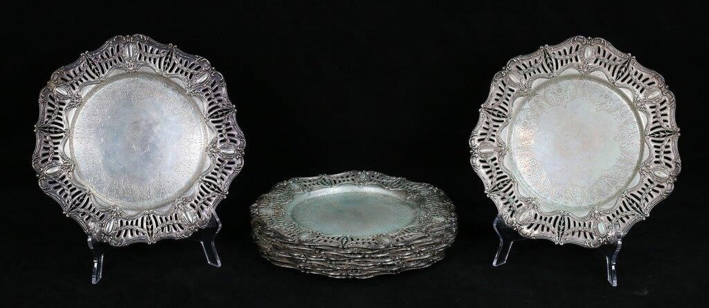 SET OF 12 STERLING SILVER PLATESSet