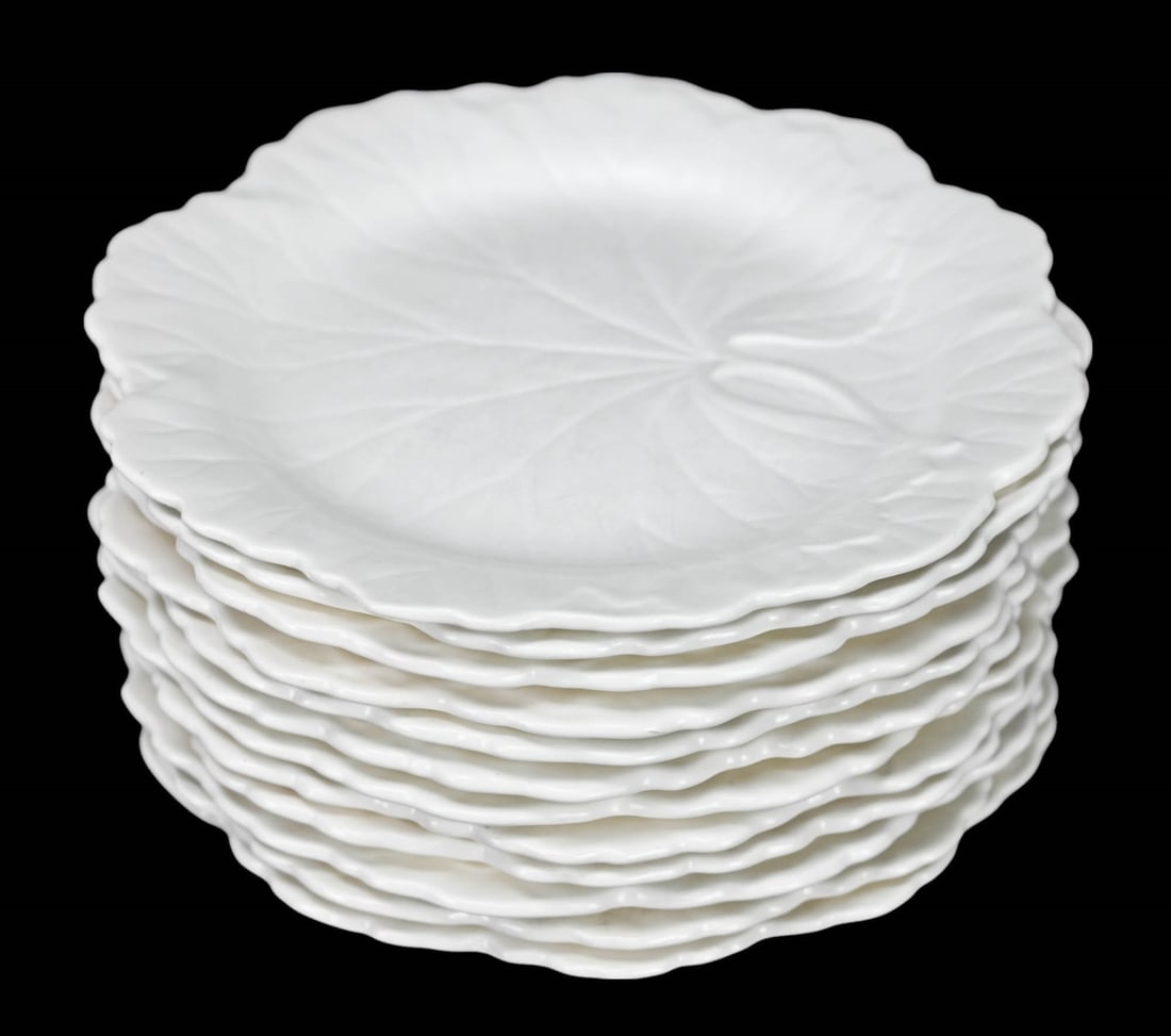 SET OF 12 WEDGWOOD IVORY CABBAGE