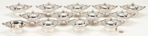 SET OF 13 GORHAM STERLING RAMEKINS,