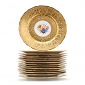 SET OF (14) LIMOGES GOLD ENCRU