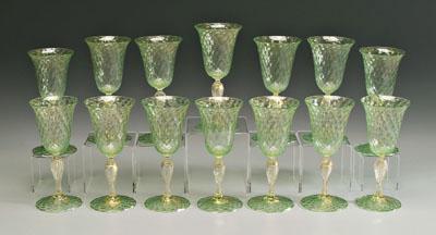 Set of 14 Murano glass goblets: