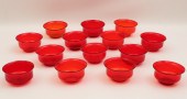 SET OF 14 RUBY HAND BLOWN VENE